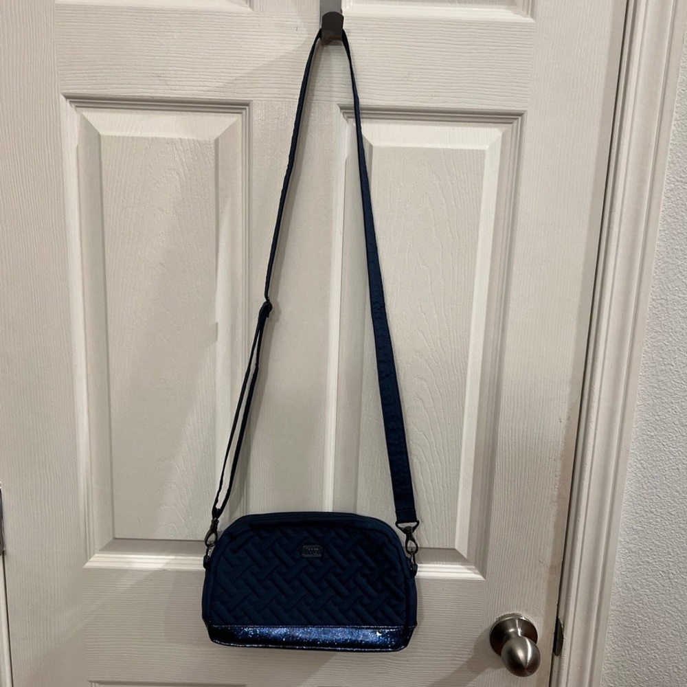Lug Punter Nylon Blue Glitter Metallic Crossbody Bag Purse